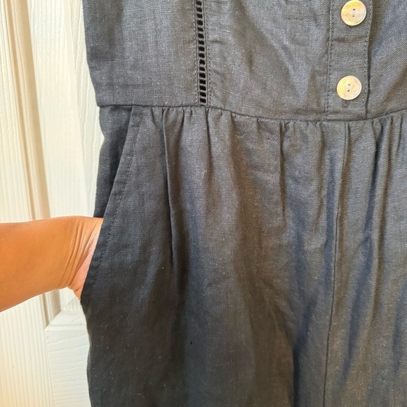 NWOT Madewell Sleeveless Wide-leg Jumpsuit in 100% Linen Front button Black Sz 2 - Picture 6 of 16